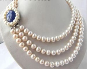 Collana di perle d'acqua dolce rotonda bianca di 3Strands 10mm