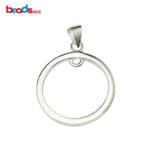 Beadsnice Ciondoli pendenti in argento massiccio 925 Accessorio per gioielli rotondi Handamde Finding per collana fai-da-te ID33508