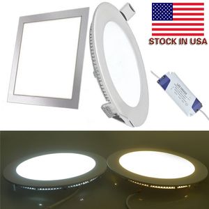 Kvadratisk rund 9W 12W 15W 18W 21W Dimmable LED Slim Panel Lights Inbyggd Downlights 4 