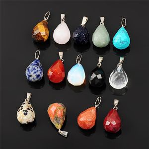 Natural Good Quality Sparkling Gemstone Faceted Tear Drop Briolette, Focal Stone, Mixed Clear Crystal Black Onyx Unakite,19x13mm, 10 Pieces