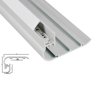 10 x 1m SETS / LOT AL6063 LED Strip fixture Trappa Profil och anodiserad trappa Tread LED-profilbelysning för steg Trappljus