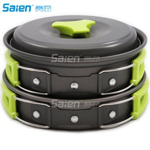 Camping Cookware Mess Kit Backpacking Gear & Hiking Outdoors Bug Out Bag Cooking Equipment 10 Piece Cookset Durable Pot Pan Bowls