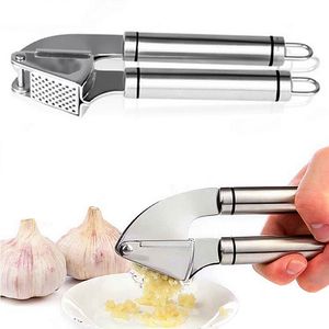 Stainless Steel Garlic Press Crusher Masher Silicone&Tube Roller Kitchen Tool E00731