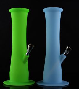 Em estoque colorido 9 polegadas de silicone hookah bongs com metal downstem downstem silicone tubulação de água de sonda por caixa individual