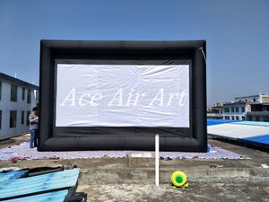 Cornice gigante nera da 6 m di larghezza x 4 m di altezza e schermo cinematografico gonfiabile bianco in vendita e pubblicità a terra Made in China