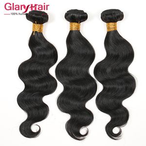 8A Grade Hot Sale Brazilian Remy Hair Weave Bundles Dyeable Peruvian body Wave Hair Extensions Malaysian Human Hair Weaves #1B Free Shipping