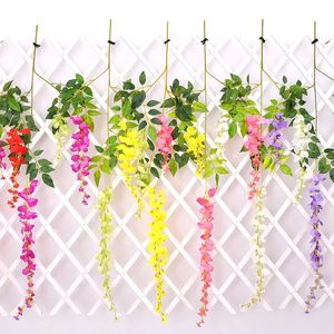 Ghirlande di fiori decorativi artificiali di 6 colori di decorazioni di nozze di glicine da 110 cm per la casa delle nozze con spedizione gratuita