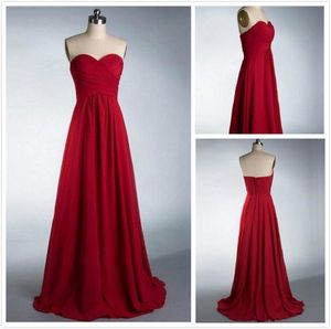 New A-line Sweetheart Neck Sleeveless Strapless Ruched Floor-length Custom Made Chiffon Bridesmaid Dresses