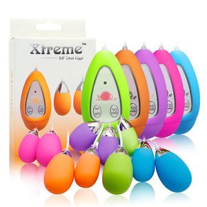 I nuovi vibratori colorati a doppio uovo telecomandati impermeabilizzano i giocattoli del sesso della palla di amore dell'uovo di salto di 10 velocità