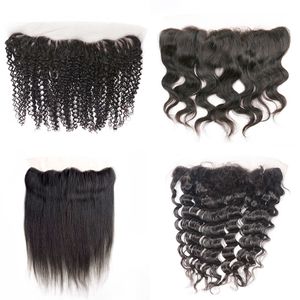 4x13 lace frontal unprocessed virgin brazilian human hair free middle part straight body deep wave jerry kinky curly