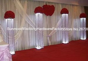 Wedding walk way flower stand stage venue arylic crystal column pillar for wedding decoration