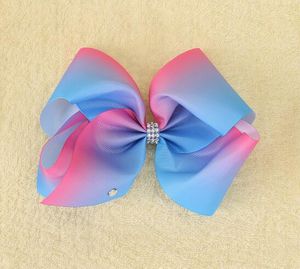 10 Stück 18 cm großes Ombre-Regenbogenband ABC Haarschleifen Clips mit Liebesherz Diamonte Cheerleader Pageant Haarschmuck HD3488