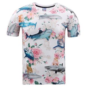 3D T-skjortor fin t-shirt män kvinnor sommarstoppar tees skjorta 3d tryck vackra rosor blommor haj märke 3d t-shirt asia plus size2172