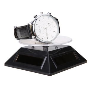 Hela nya coola mode 3LED Color Lights Solar Showcase 360 ​​skivspelare Roterande smycken Watch Ring Display Stand 037B Creative1217B