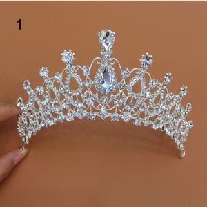 Ny ankomst lyxiga olika typer bröllop tiaras diamant kryatal imperium krona brud pannband för brud hår smycken parti access261g