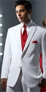New Design White Groom Tuxedos Groomsmen Best Man Suits Mens Wedding Blazer Suits (Jacket+Pants+Vest+Tie) NO:534
