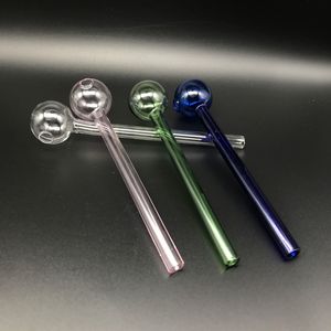 Acessórios para fumar Beracky 6,0 polegadas 15 cm de comprimento Pyrex Glass Oil Burner Pipe Clear Blue Green Heady Water Hand Pipes