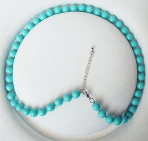 8mm runde türkisblaue Farbe Muschel Perle Mode Halskette 18 