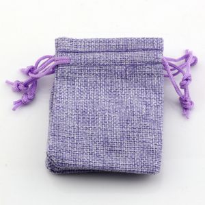 50pcs purple Linen Fabric Drawstring Candy Jewelry Gift Pouches Burlap Gift Jute bags 10x14cm etc.