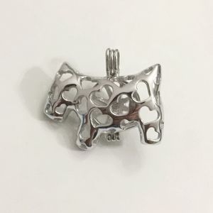 925 Silver Puppy Locket Cage, Sterling Silver Platinum Plated Little Dog Cage Pendant, Can Hold 10mm Pearl Beads Pendant Mounting