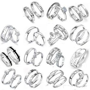 Mix stijlen Sterling Zilveren Jewerly Ringen Diamond Engagement Ring Wedding Band Paar Ring Set Gratis verzending