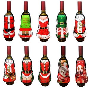 Mini Wine Bottle Apron Cover Birthday Wedding Anniversary Christmas Funny Gift Idea For Dinner BBQ Festive Holiday bar Decoration 10 pattern