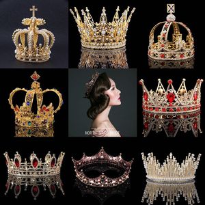Vintage Barock Crown Queen Bridal Headpieces Wedding Tiaras stilar Tiaras kronor för brudar Stor storlek