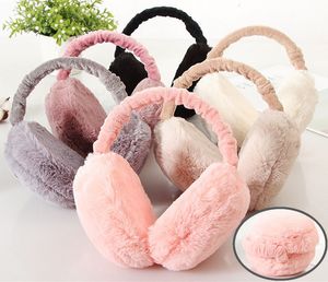 Ear Muffs Winter Fashion Women Faux Rabbit Fur Solidne Earmuffs Regulowane Składane ciepłe, słodkie okładki ucha dla dziewcząt223i