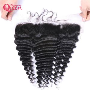 Brazilian Deep Wave Lace Frontal Closure Brazilian Virgin Human Hair Pre-plucked Middle Free Three Part 13x4 Size Hair Closure Free Shipping