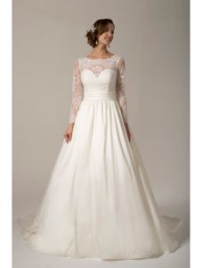 Vintage skromne suknie ślubne z długimi rękawami koronkowy top taffeta spódnica formalna suknie ślubne sukienki ślubne