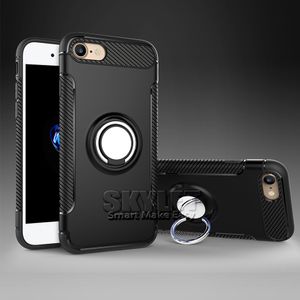 Ring Kickstand magnetiska stötsäkra fodral för iPhone Pro Max S10 Protector Back Cover Case Rugged Dual Layer för Samsung Note S9 Plus
