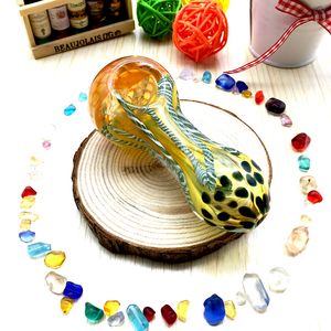 3.3 inch fumed inside-out stripe first spoon pipe tobacco glass pipe for smoking daily use glass hand pipe