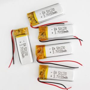 Partihandel 3.7V 150MAH 501230 Lithium Polymer Li-Po Uppladdningsbart batteri för DIY MP3 MP4 MP5 GPS PSP Bluetooth