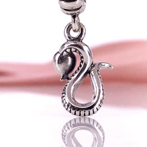 Authentic Sterling Silver Chinese Snake Dangle charm Fit DIY Pandora Bracelet And Necklace