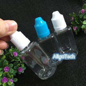 1400 pz/lotto Bottiglia Quadrata 30ml PET Bottiglie Trasparenti Colorate Tappo A Prova di Bambino Bottiglie Vuote Contagocce di Plastica Per Succo di E liquido