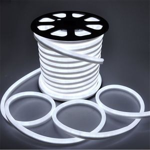 UMLIGN1688 50m / LOT 80PCS LED / M LED NEON FLEX Röd färg Soft Neon Light220V / 110V Vattentät Flexibel LED-remsa Rope Light