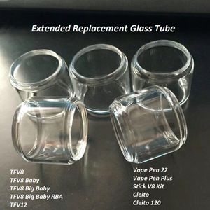 Extended Replacement Glass Tube for TFV8 Baby Big Baby RBA Vape Pen 22 Plus Stick V8 Kit Cleito 120 Glass Tube