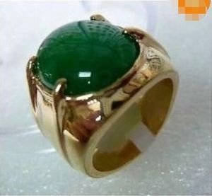 Тибет серебряный зеленый нефрит мужские кольца размер 10# jewerly бесплатная доставка