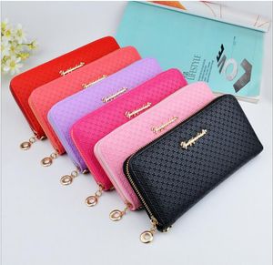 卸売-2017新しい純粋な色の女性のリストバンドとスタイリッシュな韓国版のロングスタイルの女性のジッパー財布のバッグ付き