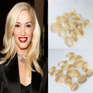 Factory Wholesale #613 Blonde Human Hair Bundles Virgin Unprocessed Remy Hair Extensions Body Wave Russian Human Hair Weft Extensions 100g