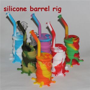 W magazynie Kolorowe Bongs Silikonowe Haishs z szkłem Diffused Deststem Silicon Water Pipe DAB RING 14 MM Złącze 5ml Silikony Wax Jar