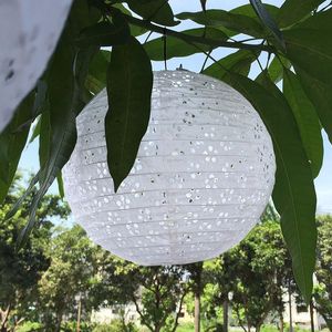 20 sztuk / partia 8 Cal White Round Home Decor Japoński Papier Papier Lantern Ball Wedding Birthday Party Wiszące Dekoracji Centerpieces