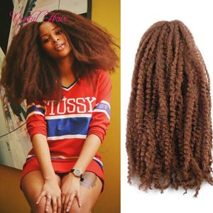 Loira sintética kinky curly 18 polegadas Afro kinky marley trança de cabelo encaracolado extensão 100 gramas marley trança de cabelo tranças de crochê cabelo bolote