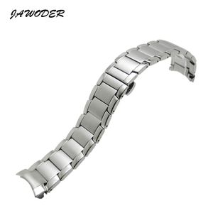 Jawoder Watchband 22mm Implantação de Aço Inoxidável Fivela Fecho de Polimento + Brincadeiras Curvas End Watch Strap Band Braceletes para Braço