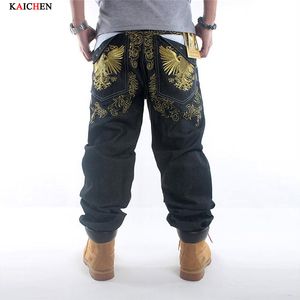 Wholesale- Men hip hop jeans skateboard men baggy jeans denim hiphop pants casual loose jeans rap 4 Seasons trousers big size 30-42