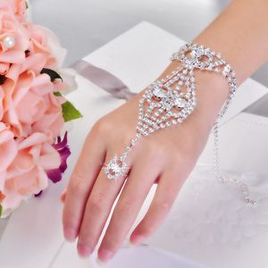 Gorąca sprzedaż Bransoletki Crystal Chain Bransoletki Do Ślubnych Biżuterii Biżuteria Bridal Party Bransoletka Opaska z Ring Beach Anklet Akcesoria