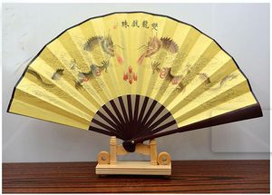 50 sztuk Chiński Styl Silk Folding Bamboo Hand Fan Fani Handmade Męskie Składane bambusowe Wentylator 2 Rozmiar Wielootykowy Dostawa Losowo