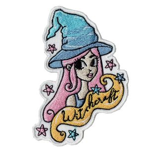 Brand New Witch Embroidered Iron-On Patch Halloween Embroidery Women Shirts Patch Clothing Fabric Badges Sewing Patch Emblem Free Shipping