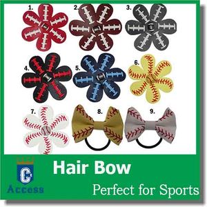 Softball Baseball football Hair Bows Team Order Bulk Listing REAL BALL You Choose Colors color
