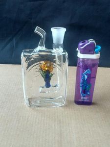 Çiçek şeklindeki kare cam bongs aksesuarları cam sigara boruları renkli mini çok renkli el boruları en iyi kaşık glas